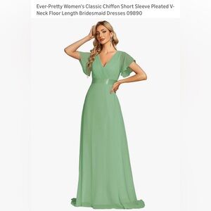 Ever Pretty Green Chiffon V-Neck Maxi Dress